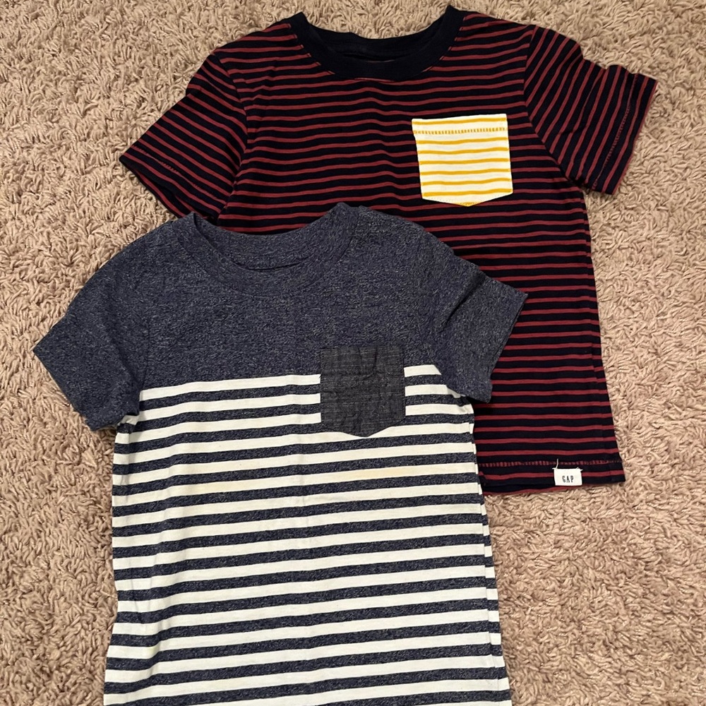 GAP Striped Tees with Pockets - Navy, Red, and Yellow